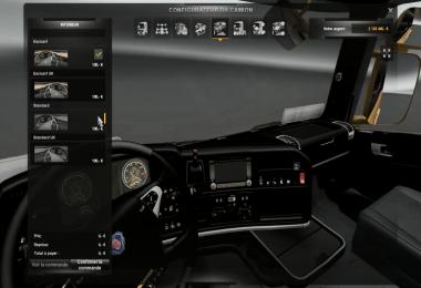 Scania V8 Gold Dashboard v 2.2 + Black/Grey Interior