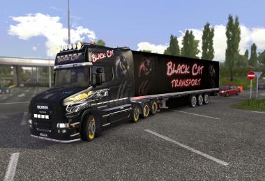 Scania T-mod Black Cat + Trailer