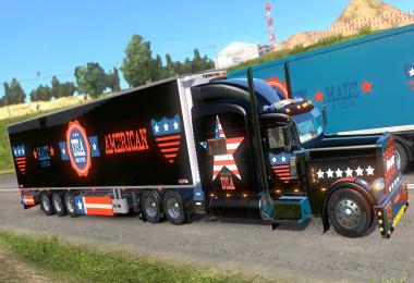 Peterbilt 389 U.S.A Metallic Paint Job and Trailer Chereau standalone