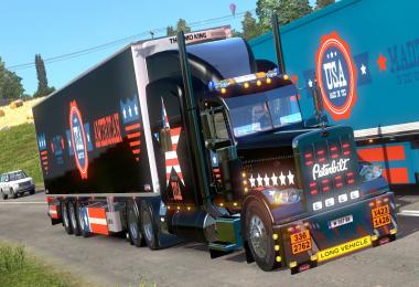 Peterbilt 389 U.S.A Metallic Paint Job and Trailer Chereau standalone