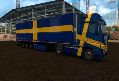 Trailer with Swedish Flags