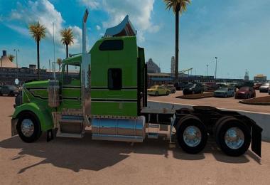 Kenworth W900 Green, Black, White Stripes Skin