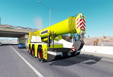 Mobile crane Liebherr in traffic