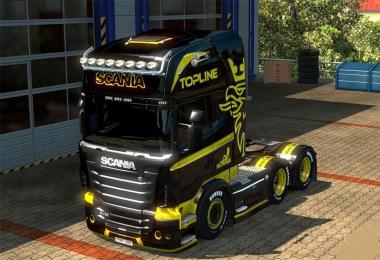 Scania R Topline Black & Yellow Skin 1.24