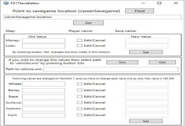 Farming SImulator 17 SaveGameEditor v1.0