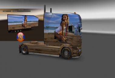 Scania RS (RJL) & Trailer Doubledeck Jessica Alba Combo Skin Packs