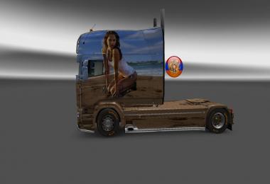 Scania RS (RJL) & Trailer Doubledeck Jessica Alba Combo Skin Packs