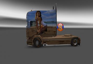 Scania RS (RJL) & Trailer Doubledeck Jessica Alba Combo Skin Packs