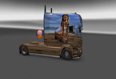 Scania RS (RJL) & Trailer Doubledeck Jessica Alba Combo Skin Packs