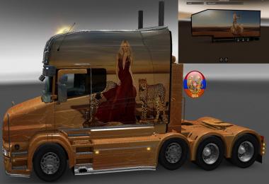 Scania T (RJL) & Trailer Doubledeck Shakira Combo Skin Packs 1.27.1.2s