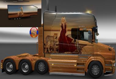 Scania T (RJL) & Trailer Doubledeck Shakira Combo Skin Packs 1.27.1.2s