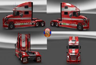 Volvo VNL780 & Trailer Aero Dynamic Ducati Style Combo Skin Packs V2