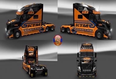 Volvo VNL780&Trailer Aero Dynamic KTM Racing Combo Skin Packs