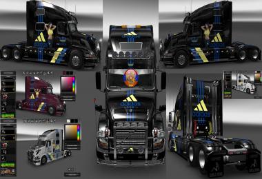 Volvo VNL780 & Trailer Doubledeck Adidas Combo Skin Packs