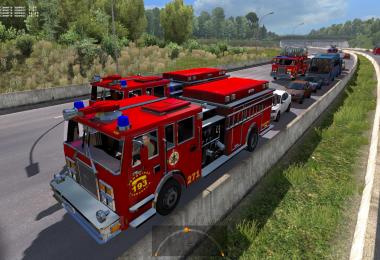 Fire trucks in traffic (with siren and flashing lights) 1.27.x