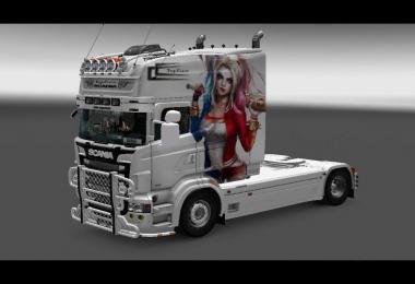 Harley Quinn Skin for Scania RJL and Trailer