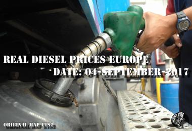 Real Diesel Prices in Europe (date 04/09/2017)