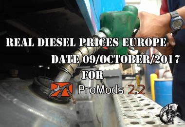 Real Diesel Prices for Europe for ProMods v2.20 (date: 09/10/2017)