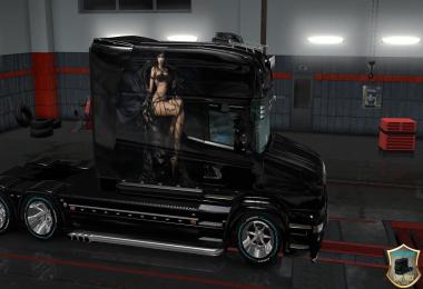 Girl in black skin for scania