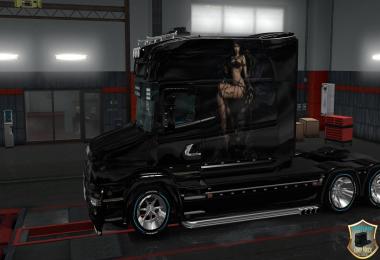 Girl in black skin for scania