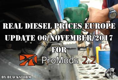 Real Diesel Prices for Europe for Promods v2.20 (Date: 06/11/2017)