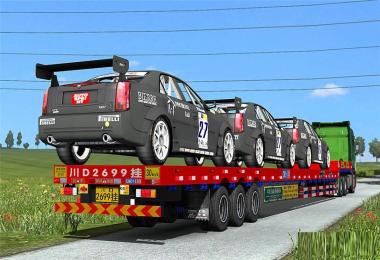 17.5M Flatbed Trailer Pull Three Sports Cars