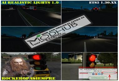 AI Realistic lights v1.9 for ETS2 1.30.x