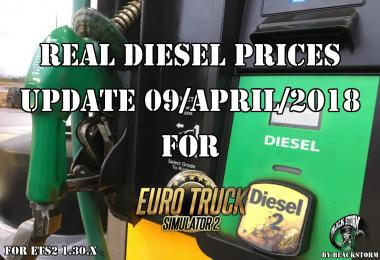 Real Diesel Prices for Euro Truck Simulator 2 Map Update 09/04/2018