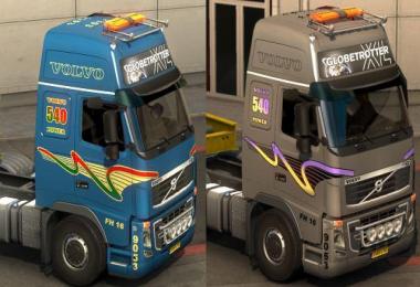 Volvo FH 2009 skins - stripes & numbers 1.30