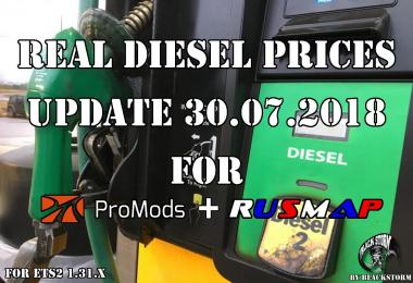 Real Diesel Prices for Promods Map 2.27 & RusMap 1.8 (30.07.2018)