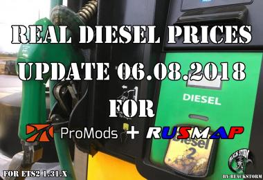 Real Diesel Prices for Promods Map 2.27 & RusMap 1.8 (upd.06.08.2018)