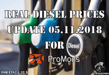 Real Diesel Prices for Promods Map v2.31 (upd.05.11.2018)