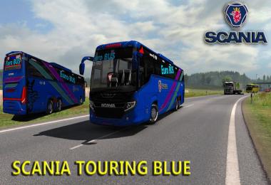 Scania touring blue euro bus HD skin and with Air Suspension v3.0