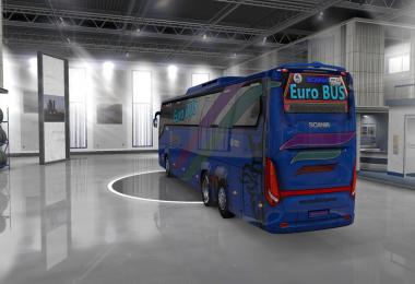 Scania touring blue euro bus HD skin and with Air Suspension v3.0