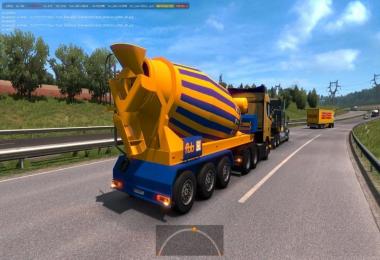 Bright Yellow-Blue Concrete Mixer In Traffic ETS2 1.33.x