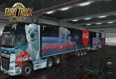 Xmas Coca-Cola Bear Combo Skin DAF XF E6 + Ownership Trailer v1.0