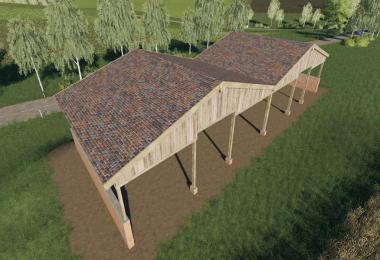 Wood Frame Open Sheds With Brick Wall v1.0.0.0