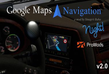 ETS 2 - Google Maps Navigation Night Version for ProMods v2.0