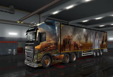 Elephant Theme – Skin for 1.35.x Volvo FH2012 + 2 Trailers