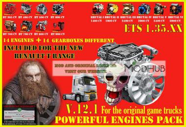 Pack Powerful engines + gearboxes v12.1 for ETS2 1.35.x