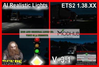 AI Realistic lights v3.1 For ETS2 1.38.x