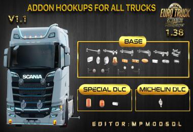 Addon Hookups For All Trucks v1.1 For Multiplayer ETS2 1.38