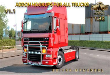 Addon Hookups For All Trucks v1.1 For Multiplayer ETS2 1.38