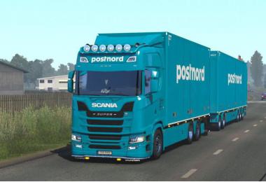 Postnord tandem skin by kRipt for Scania NG v1.0