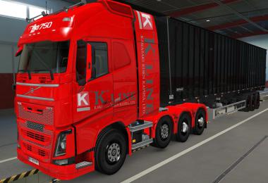 SKIN VOLVO FH16 2012 8X4 K-LINE RED 1.39