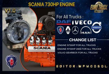 Scania 730HP Engine For All Trucks Mod v1.0 For ETS2 Multiplayer 1.39