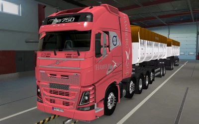 SKIN VOLVO FH16 2012 8X4 HAMBURG SÜD RED 1.42