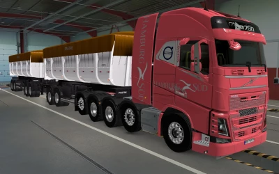 SKIN VOLVO FH16 2012 8X4 HAMBURG SÜD RED 1.42