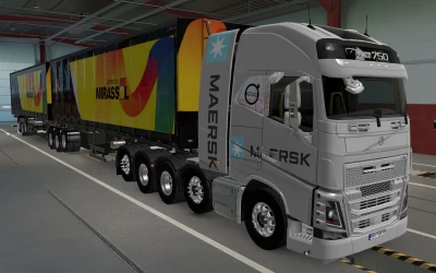 SKIN VOLVO FH16 2012 8X4 MAERSK GREY BY RODONITCHO MODS 1.42