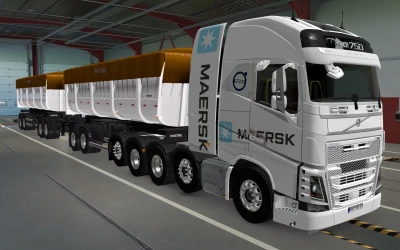 SKIN VOLVO FH16 2012 8X4 MAERSK WHITE BY RODONITCHO MODS 1.42